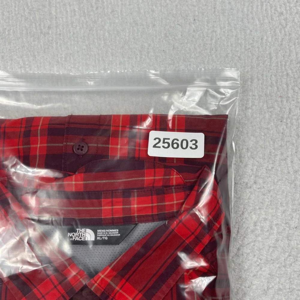 The North Face Button Down Shirt Mens XL Red Plaid Long Sleeve Outdoor 0CP4H